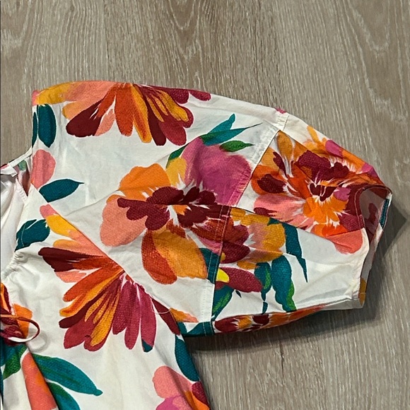 NWOT Peach Love California Oversized Puffed Sleeve Floral Multicolor Romper - Picture 5 of 7